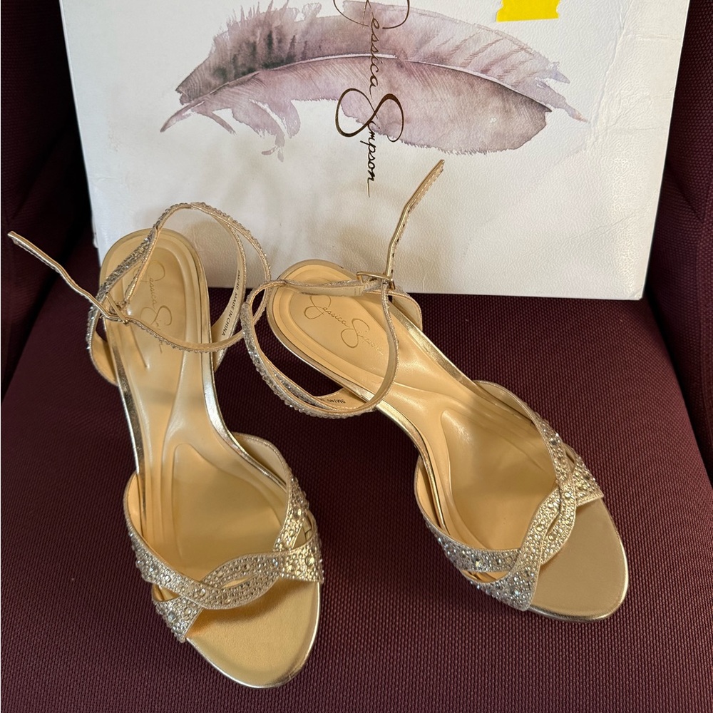 Jessica Simpson Glittering Gold Heels